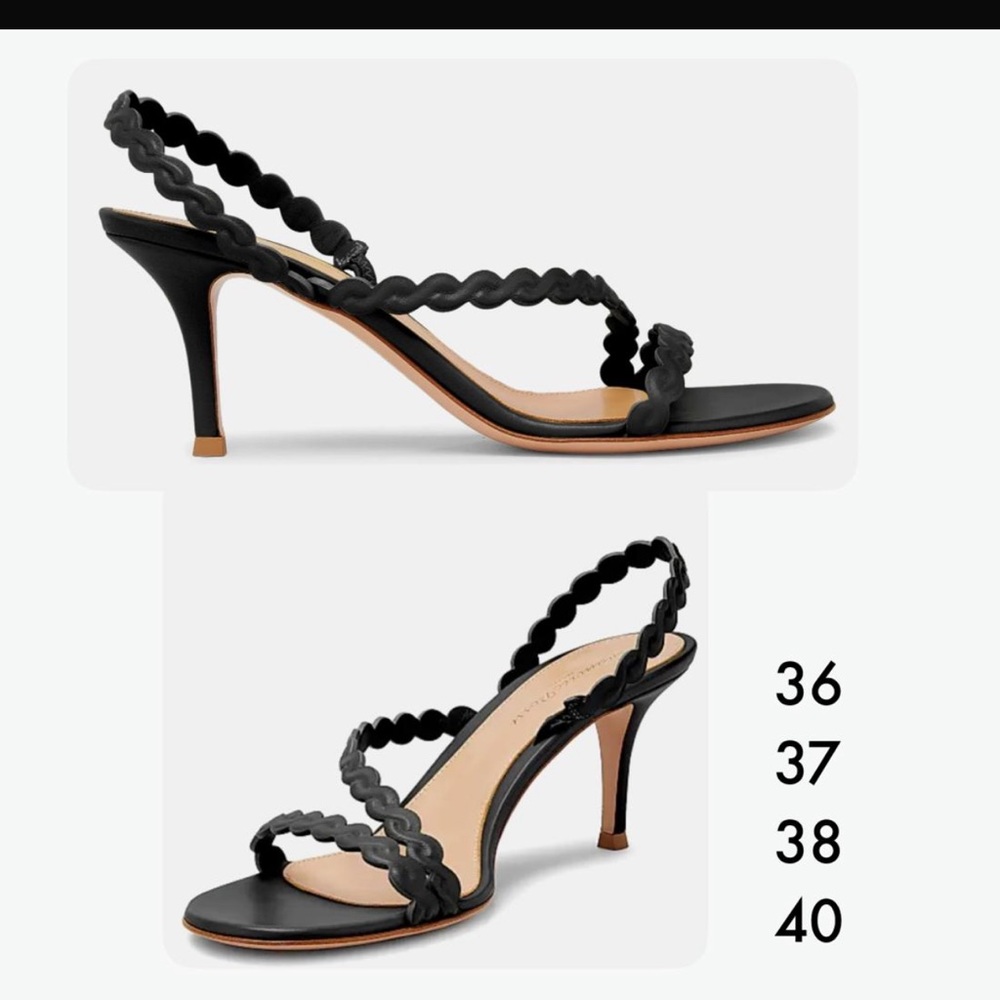 Gianvito Rossi Black Wavy Strap Heels